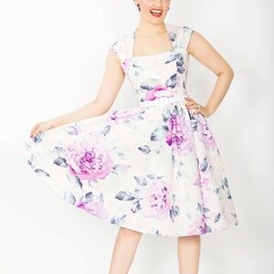 Bernie Dexter Veronique Purple Cabbage Rose Dress